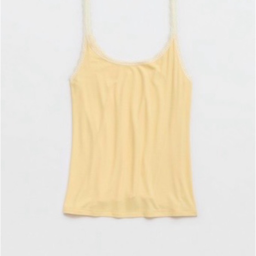 💛 Aerie Real Soft® Lace Trim Tank + Rib Boxer Lounge Set